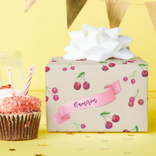 Wasserfarbenkirschen Niedlich Whimsikum Personalis Geschenkpapier