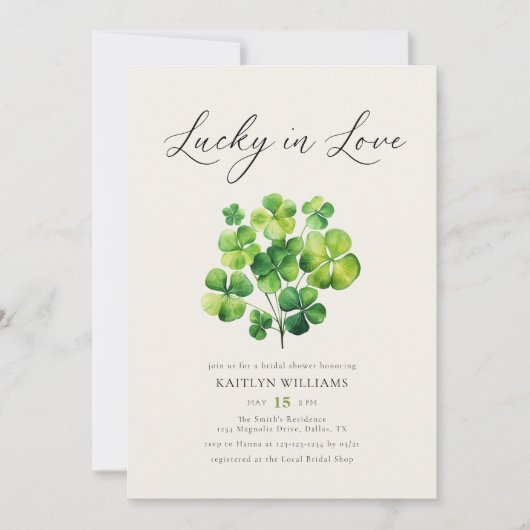 Wasserfarbenkleidung Lucky In Liebe Brautparty Einladung (Vorderseite)