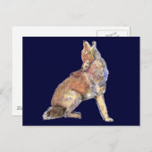 Wasserfarbenkojote, Tier, Natur Postkarte (Vorne/Hinten)