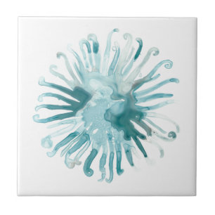 Wasserfarbenkoralle - Blau 2 Fliese