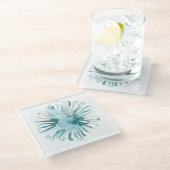 Wasserfarbenkoralle - Blau 2 Glasuntersetzer (Schrägansicht)