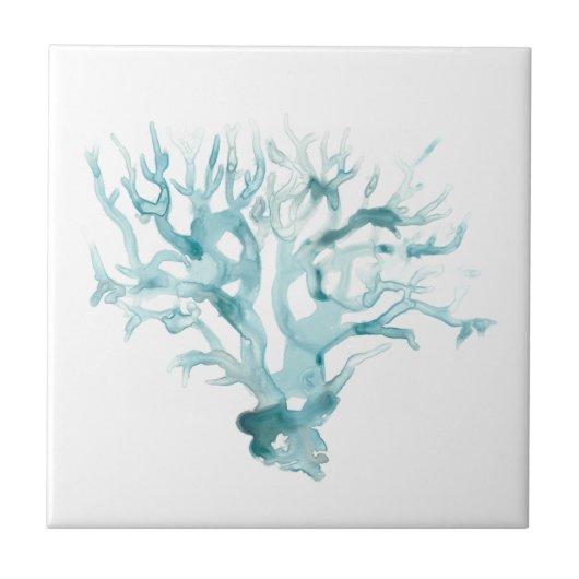 Wasserfarbenkoralle - Blau Fliese (Vorderseite)