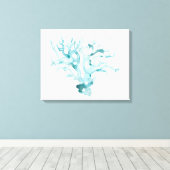 Wasserfarbenkoralle - Blau Leinwanddruck (Insitu (Holzboden))