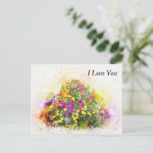 Wasserfarbenkorb für Hübsche Blume Postkarte (Stehend Vorderseite)