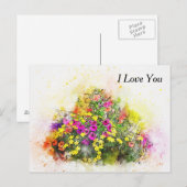 Wasserfarbenkorb für Hübsche Blume Postkarte (Vorne/Hinten)