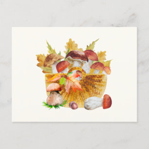 Wasserfarbenkörbe mit Pilzen aus dem Herbst Postkarte