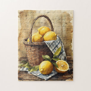 Wasserfarbenkörbe von Zitronen Puzzle