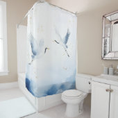 Wasserfarbenkrane japanischen Stils Duschvorhang (Beispiel)