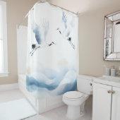 Wasserfarbenkrane japanischen Stils Duschvorhang (Beispiel)