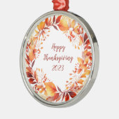 Wasserfarbenkranz aus bunten Herbstblättern Ornament Aus Metall (Links)