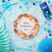 Wasserfarbenkranz aus bunten Herbstblättern Pappteller (Party)