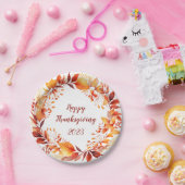 Wasserfarbenkranz aus bunten Herbstblättern Pappteller (Party)