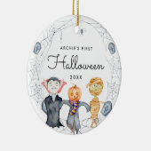 Wasserfarbenkranz | Das erste Halloween des Kindes Keramik Ornament (Rechts)