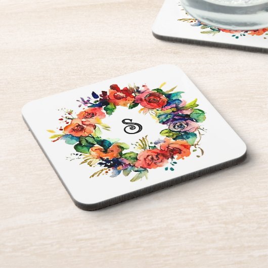 Wasserfarbenkranz Getränkeuntersetzer (Linke Seite)