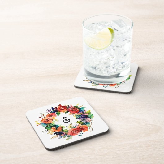 Wasserfarbenkranz Getränkeuntersetzer (Rechte Seite)