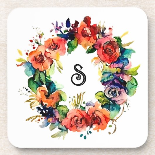 Wasserfarbenkranz Getränkeuntersetzer (Vorderseite)