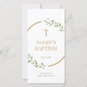 Wasserfarbenkranz Goldkreuz Taufen Lesezeichen Dankeskarte (Vorderseite)