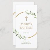 Wasserfarbenkranz Goldkreuz Taufen Lesezeichen Dankeskarte (Vorne/Hinten)