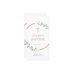 Wasserfarbenkranz Goldkreuz Taufen Lesezeichen Dankeskarte