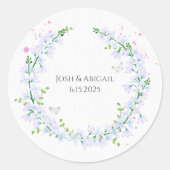 Wasserfarbenkranz mit Schmetterlingen Runder Aufkleber (Vorderseite)