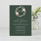 Wasserfarbenkranz, Waldgrün Einladung (Stehend Vorderseite)