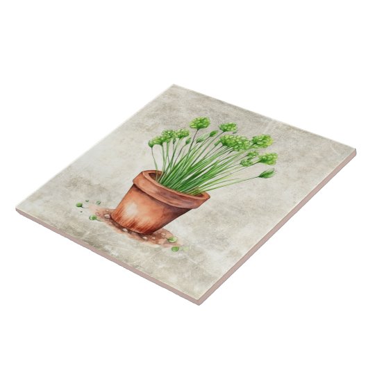 Wasserfarbenkräuter Rustikales Design Fliese (Seite)