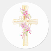 Wasserfarbenkreuz Runder Aufkleber (Vorderseite)