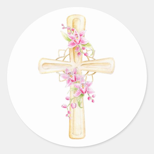 Wasserfarbenkreuz Runder Aufkleber (Vorderseite)