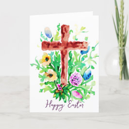 Wasserfarbenkreuz und Blume nach Maß Ostern Feiertagskarte