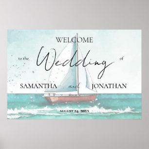 Wasserfarbenkreuzfahrt Hochzeit modern einfach Poster