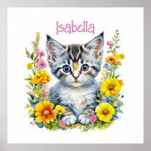 Wasserfarbenküche in Blume Personalisiert Poster