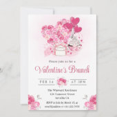 Wasserfarbenkuchen und Geschenke Valentiner Brunch Einladung (Vorderseite)