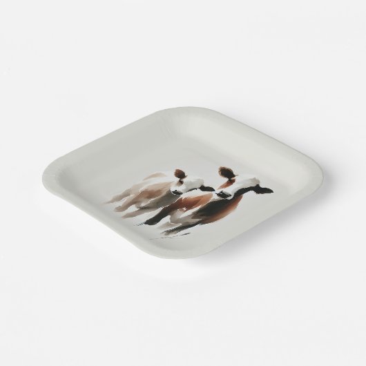 Wasserfarbenkühe Minimale rustikale Hochzeit Pappteller (Gewinkelt)