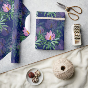 Wasserfarbenkunst Blumen blühen violett Geschenkpapier