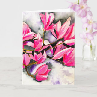 Wasserfarbenkunst der rosa Magnolie Karte