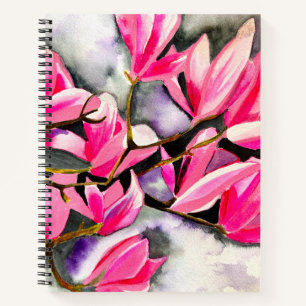 Wasserfarbenkunst der rosa Magnolie Notizblock