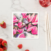 Wasserfarbenkunst der rosa Magnolie Serviette (Beispiel)