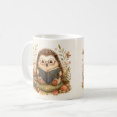 Wasserfarbenkunst Igel beim Lesen Kaffeetasse (Vorderseite Links)