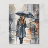 Wasserfarbenkunst in der Stadt Rainy Postkarte (Vorderseite)