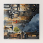 Wasserfarbenkunst in der Stadt Rainy Puzzle (Horizontal)