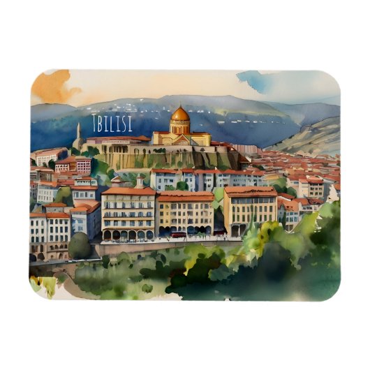 Wasserfarbenkunst Tiflis Magnet (Horizontal)