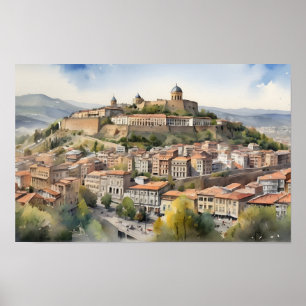 Wasserfarbenkunst Tiflis Poster