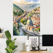 Wasserfarbenkunst Tiflis Poster (Heimbüro)