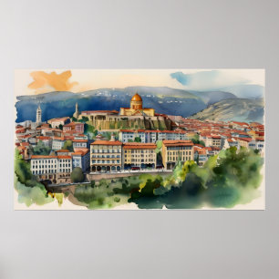 Wasserfarbenkunst Tiflis Poster