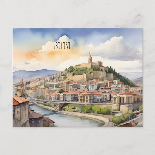 Wasserfarbenkunst Tiflis Postkarte (Vorderseite)