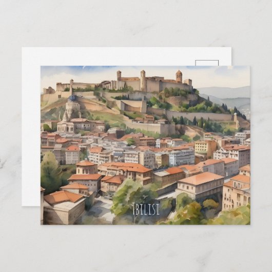 Wasserfarbenkunst Tiflis Postkarte (Vorne/Hinten)