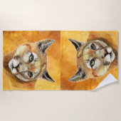 Wasserfarbenkupf, Puma, Löwenkatze Strandtuch (Vorderseite)