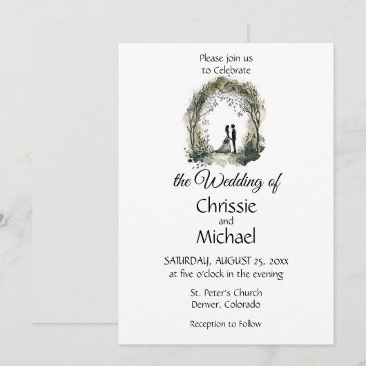 Wasserfarbenkupplung Einladung (Vorne/Hinten)