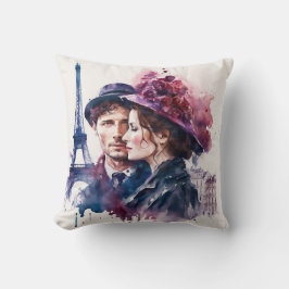 Wasserfarbenkupplung in Paris Kissen