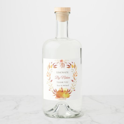 Wasserfarbenkürbis Alkoholflaschenetikett (Vorderseite)